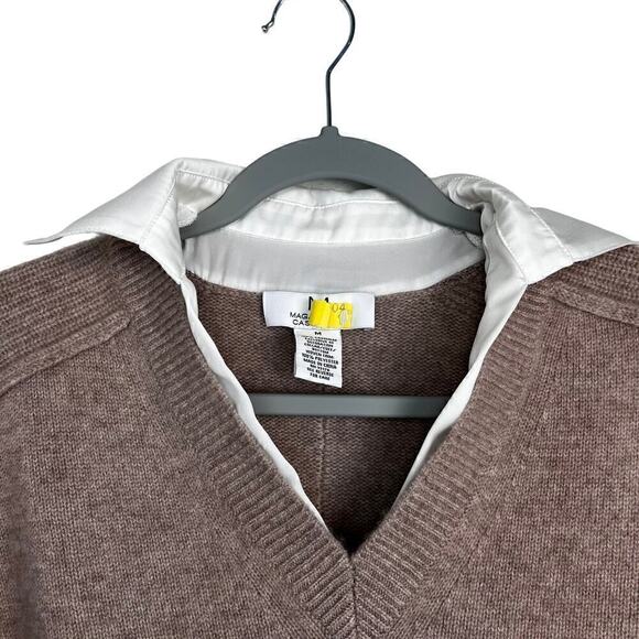 Magaschoni Cashmere sweater Size medium color pebble heather/ivory - Picture 2 of 12